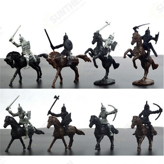 28PCS Soldier Knight Horse Figures & Accessories Diecast Model For Kids Christmas Gift Toys