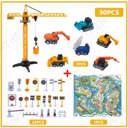 30PCS Colorful Alloy & Plastic Enginnering Vehicle Toys Set with Game Mat for Model Toys