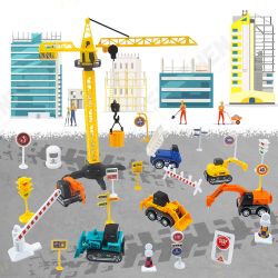 30PCS Colorful Alloy & Plastic Enginnering Vehicle Toys Set with Game Mat for Model Toys