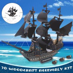 3D Woodcraft Assembly Kit Black Pearl Pirate Ship For Children Toys 3D Woodcraft Assembly Kit Black Pearl Pirate Ship For Children Toys
