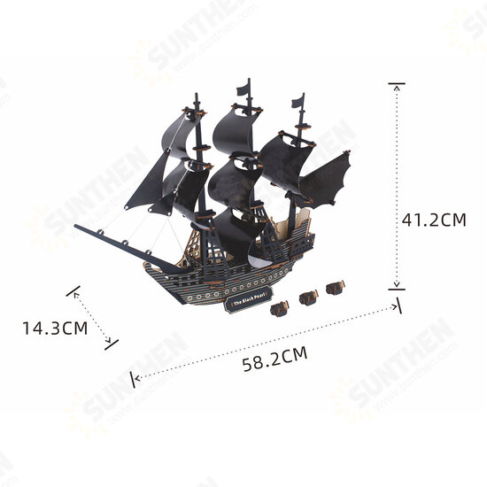 3D Woodcraft Assembly Kit Black Pearl Pirate Ship For Children Toys