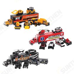 7 PCS Alloy Plastic Diecast Engineering Vehicle Ambulance Polices Car Model Toy Set for Children Gift 7 PCS Alloy Plastic Diecast Engineering Vehicle Ambulance Polices Car Model Toy Set for Children Gift