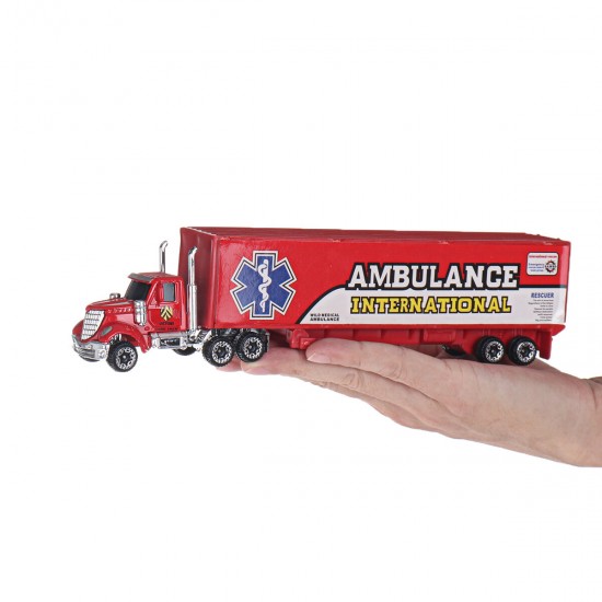 7 PCS Alloy Plastic Diecast Engineering Vehicle Ambulance Polices Car Model Toy Set for Children Gift