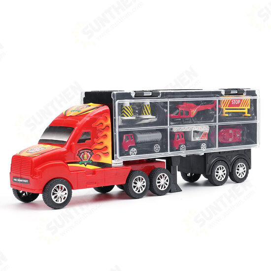 Alloy Trailer Container Car Storage Box Diecast Car Model Set Toy for Children's Gift