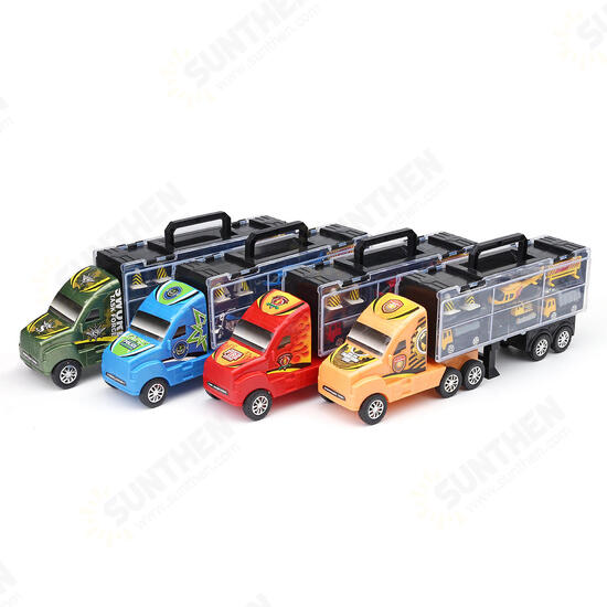 Alloy Trailer Container Car Storage Box Diecast Car Model Set Toy for Children's Gift