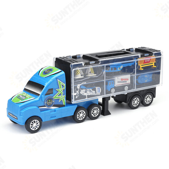 Alloy Trailer Container Car Storage Box Diecast Car Model Set Toy for Children's Gift