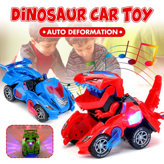 Creative Dinosaur Deformation Toy Car Puzzle Dinosaur Electric Toy Car Light and Music Electric Deformation Dinosaur Toys