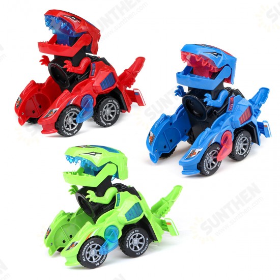 Creative Dinosaur Deformation Toy Car Puzzle Dinosaur Electric Toy Car Light and Music Electric Deformation Dinosaur Toys