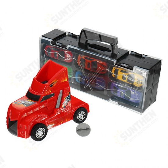 Container Truck With 12 Alloy Car Puzzle Simulation Car Model Chess Sound Toy Gift