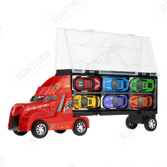 Container Truck With 12 Alloy Car Puzzle Simulation Car Model Chess Sound Toy Gift