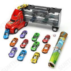 Container Truck With 12 Alloy Car Puzzle Simulation Car Model Chess Sound Toy Gift Container Truck With 12 Alloy Car Puzzle Simulation Car Model Chess Sound Toy Gift
