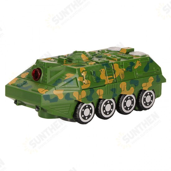 Electric Acousto-optic Universal Wheel Transform Armed Vehicle Model with LED Lights Music Diecast Toy for Kids Gift