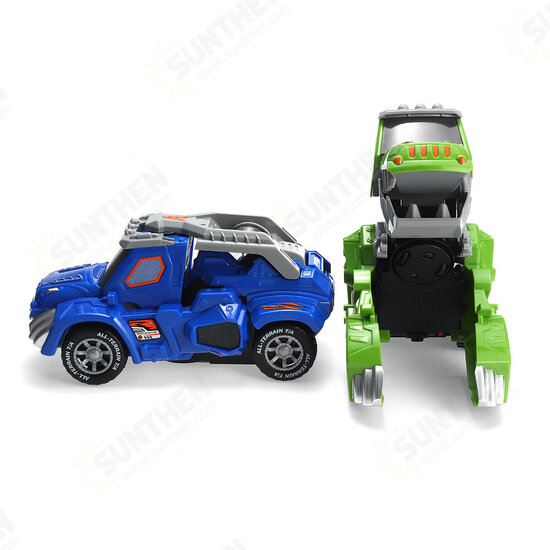 Electric Deform Dinosaur Automatically Turn Car Toy with Music Flashing LED Lights for Kids Gift Collection