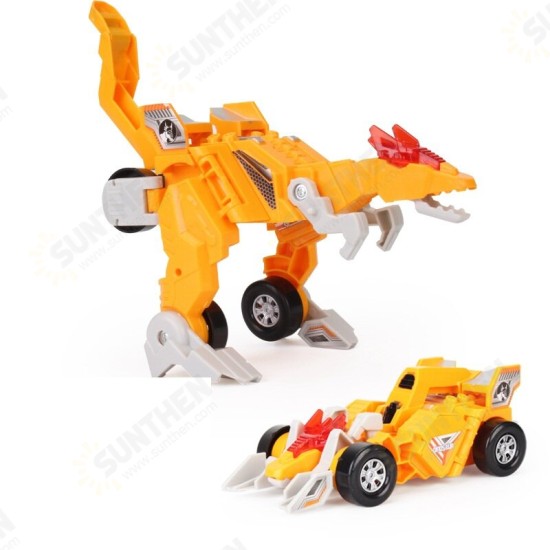 Electric Transformed Dinosaur Chariot Car Diecast Model Toy with LED Lights for Kids Gift