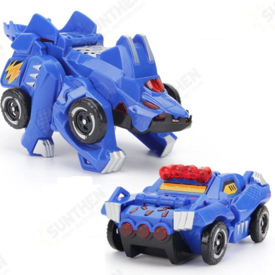 Electric Transformed Dinosaur Chariot Car Diecast Model Toy with LED Lights for Kids Gift