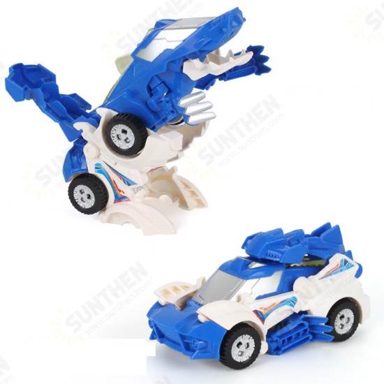 Electric Transformed Dinosaur Chariot Car Diecast Model Toy with LED Lights for Kids Gift