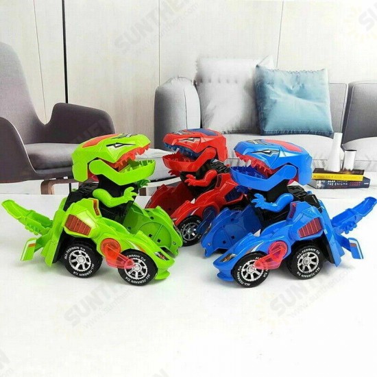 Electric Transforming T-Rex Dinosaur Car with Light Sound Animal Diecast Model Toys