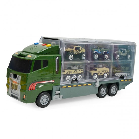 Engineering Alloy Car Diecast Model Set Portable Storage Large Container Transport Vehicle 6 Loaded Car