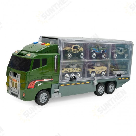 Engineering Alloy Car Diecast Model Set Portable Storage Large Container Transport Vehicle 6 Loaded Car