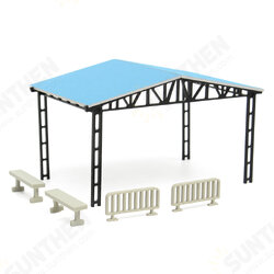 Model Layout Building Parking Shed With 2 Fences 2 Benches HO Scale 1:87 Kit