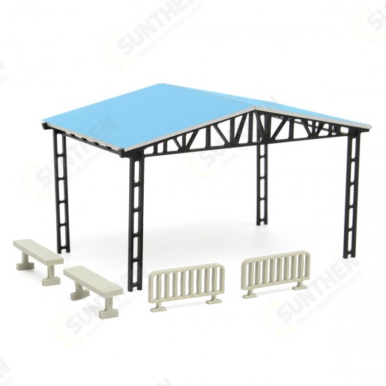 Model Layout Building Parking Shed With 2 Fences 2 Benches HO Scale 1:87 Kit