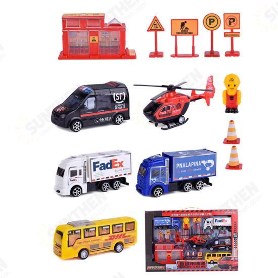 Multiple Styles Engineering Military Aviation Sanitation Fire Truck Car Diecast Model Toy Set for Kid Gift