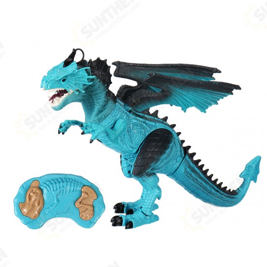 Remote Control 360° Rotate Spray Dinosaur with Sound LED Light and Simulate Flame Diecast Model Toy for Kids Gift