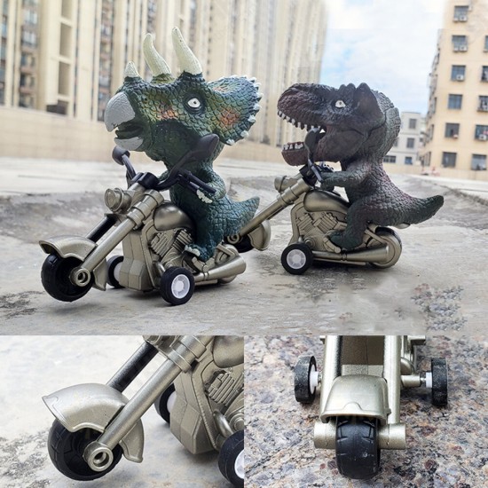 Simulation Dinosaur Inertial Motorcycle Model Tyrannosaurus Triceratops Dinosaur Toy Car Toys for Boys Girls Birthday Gift