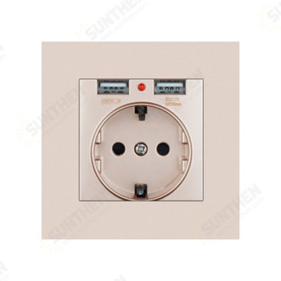 16A 250V USB Power Socket Wall Socket EU Standard with 2 USB Ports Power Panel Smart LED On Off Power Outlet