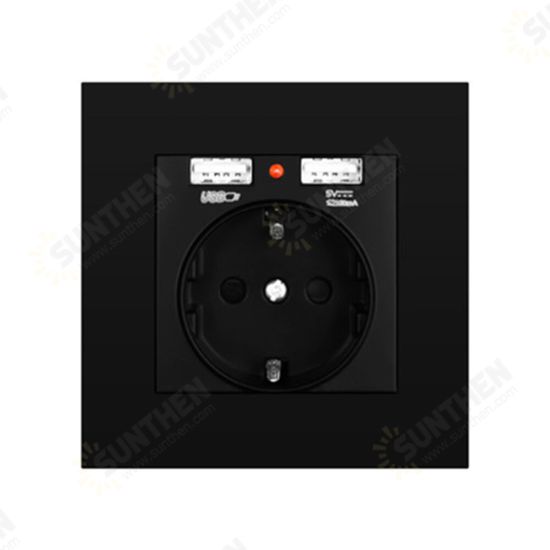 16A 250V USB Power Socket Wall Socket EU Standard with 2 USB Ports Power Panel Smart LED On Off Power Outlet