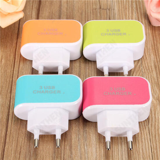 3 Port USB LED Travel Home AC 3.1A Wall Power Charger Adapter For Phone Tablet