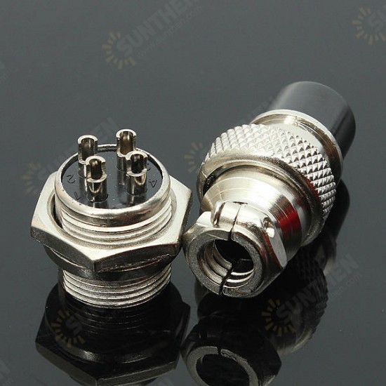 5Pcs GX16-4 4-Pin 16mm Aviation Pug Male and Female Panel Metal Connector