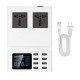 8 Ports USB Charger with 2 AC Outlets Blue LCD Display Screen