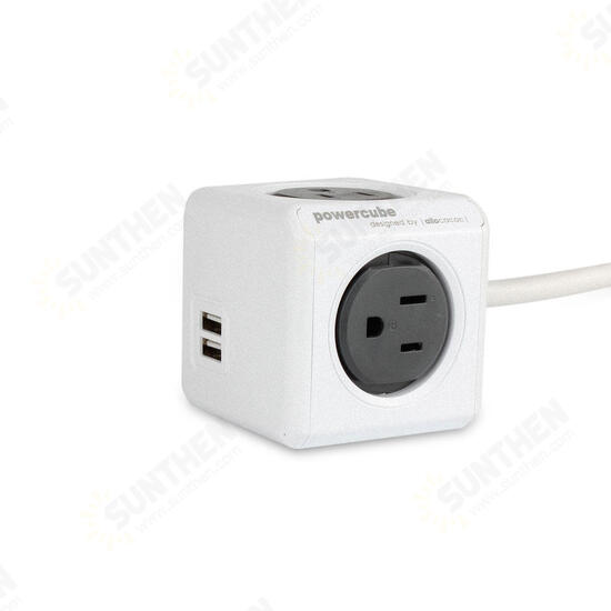 16A 230V 4 Outlets Dual USB Charging Ports Creative Cube Shape Design Power Strip Power Socket Power Outlet with 1.5m Cable