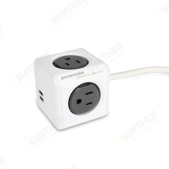 16A 230V 4 Outlets Dual USB Charging Ports Creative Cube Shape Design Power Strip Power Socket Power Outlet with 1.5m Cable