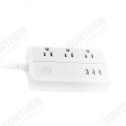 D222 US Plug Sockets with 3 Outlet 3 USB Sockets Overload Switch Surge ProtectorWith Extension Cable Switch Power Outlet