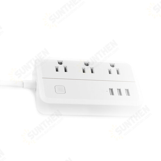 D222 US Plug Sockets with 3 Outlet 3 USB Sockets Overload Switch Surge ProtectorWith Extension Cable Switch Power Outlet