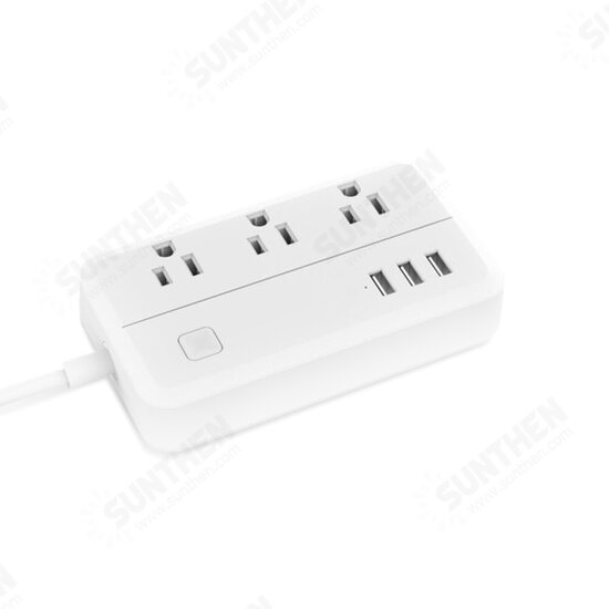 D222 US Plug Sockets with 3 Outlet 3 USB Sockets Overload Switch Surge ProtectorWith Extension Cable Switch Power Outlet