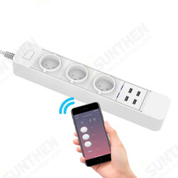 D555 Smart WIFI App Control Power Strip with 3 EU Outlets Plug 4 USB Fast Charging Socket Work Power Outlet D555 Smart WIFI App Control Power Strip with 3 EU Outlets Plug 4 USB Fast Charging Socket Work Power Outlet