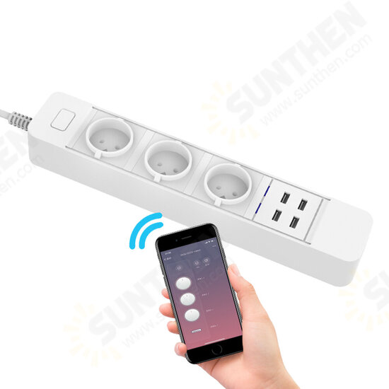 D555 Smart WIFI App Control Power Strip with 3 EU Outlets Plug 4 USB Fast Charging Socket Work Power Outlet D555 Smart WIFI App Control Power Strip with 3 EU Outlets Plug 4 USB Fast Charging Socket Work Power Outlet