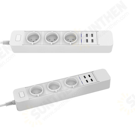 D555 Smart WIFI App Control Power Strip with 3 EU Outlets Plug 4 USB Fast Charging Socket Work Power Outlet