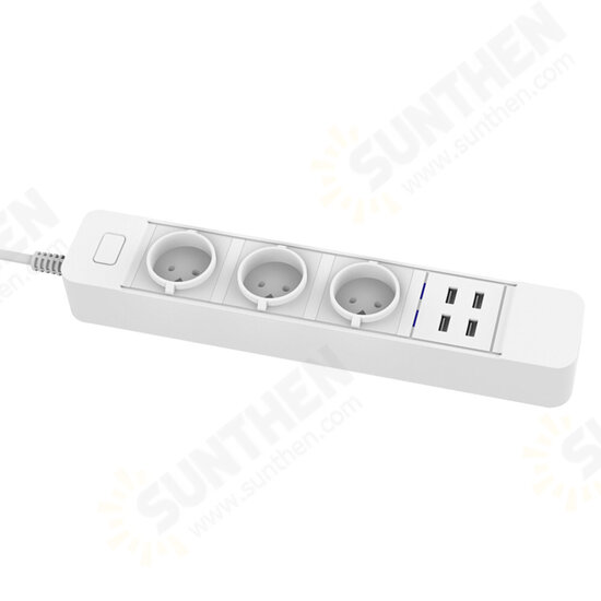 D555 Smart WIFI App Control Power Strip with 3 EU Outlets Plug 4 USB Fast Charging Socket Work Power Outlet