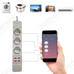 D555 Smart WIFI App Control Power Strip with 3 EU Outlets Plug 4 USB Fast Charging Socket Work Power Outlet D555 Smart WIFI App Control Power Strip with 3 EU Outlets Plug 4 USB Fast Charging Socket Work Power Outlet