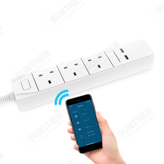 D802 Smart WIFI APP Control Power Strip with 3 UK Outlets Plug 2 USB Fast Charging Socket App Control Work Power Outlet