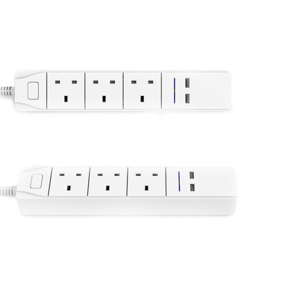 D802 Smart WIFI APP Control Power Strip with 3 UK Outlets Plug 2 USB Fast Charging Socket App Control Work Power Outlet