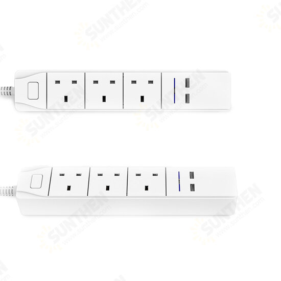 D802 Smart WIFI APP Control Power Strip with 3 UK Outlets Plug 2 USB Fast Charging Socket App Control Work Power Outlet