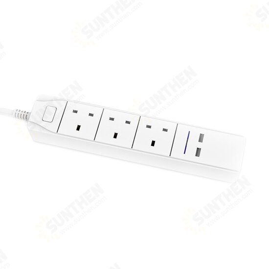 D802 Smart WIFI APP Control Power Strip with 3 UK Outlets Plug 2 USB Fast Charging Socket App Control Work Power Outlet