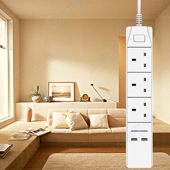 D802 Smart WIFI APP Control Power Strip with 3 UK Outlets Plug 2 USB Fast Charging Socket App Control Work Power Outlet