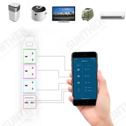 D802 Smart WIFI APP Control Power Strip with 3 UK Outlets Plug 2 USB Fast Charging Socket App Control Work Power Outlet D802 Smart WIFI APP Control Power Strip with 3 UK Outlets Plug 2 USB Fast Charging Socket App Control Work Power Outlet