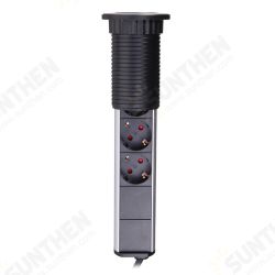 European Style Plug 3 Power Socket USB Charging Port Retractable Kitchen Table Socket